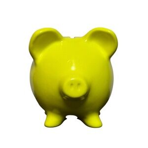 NANCO‎ Yellow Piggy Bank Coin Bank, Nancy Sales Co.Vintage 1970s-80s Rubber Stop